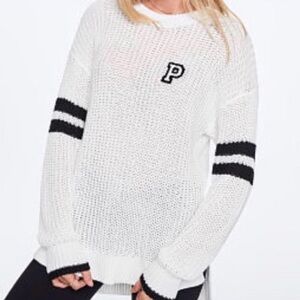 PINK Victoria's Secret White and Black Striped Sweater